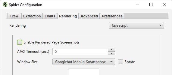 enable javascript rendering in screamingfrog